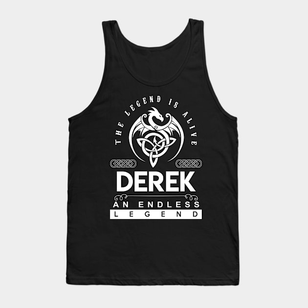 Derek Name T Shirt - The Legend Is Alive - Derek An Endless Legend Dragon Gift Item Tank Top by riogarwinorganiza